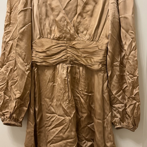 Aritzia Rhythm Gold Satin Mini Dress Size 0 - Picture 2 of 2